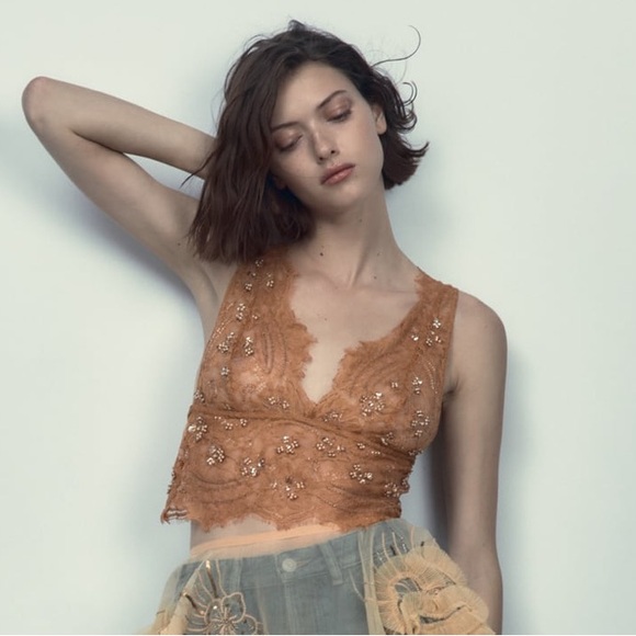 Zara nwot beaded lace top toffee - Picture 8 of 8